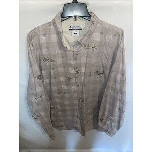 Columbia Men’s Dress Shirt Size 2XL Beige Ducks Motif Party Going Out Outdoors